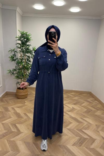 Sahra Pike Elbise Lacivert