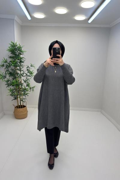 Uzun Triko Tunik Füme