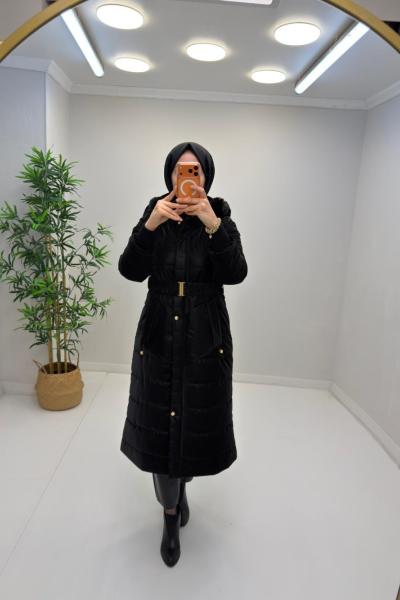 Belen Kürk Detaylı Mont Siyah