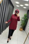 Zebra Desen Merserize Tunik Bordo